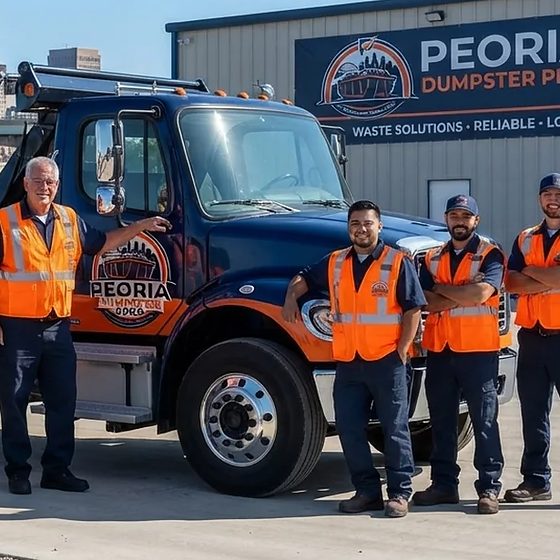 The Peoria Dumpster Pros crew in front of the truck